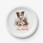 Shetland Sheepdog Puppy Pet Blume Pappteller (Vorderseite)