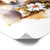 Shetland Sheepdog Puppy Pet Blume Poster (Ecke)