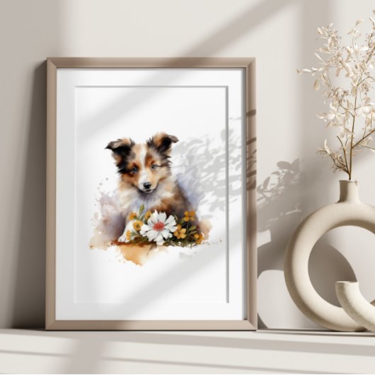Shetland Sheepdog Puppy Pet Blume Poster
