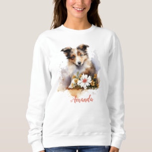 Shetland Sheepdog Puppy Pet Blume Sweatshirt