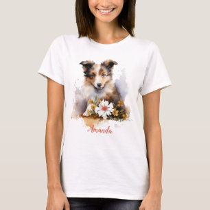 Shetland Sheepdog Puppy Pet Blume T-Shirt