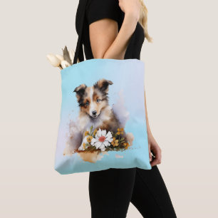 Shetland Sheepdog Puppy Pet Blume Tasche