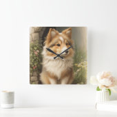 Shetland Sheepdog Quadratische Wanduhr (Zuhause)