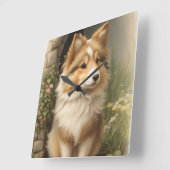 Shetland Sheepdog Quadratische Wanduhr (Winkel)