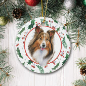 Shetland Sheepdog Red Berry Holly Border Keramik Keramik Ornament