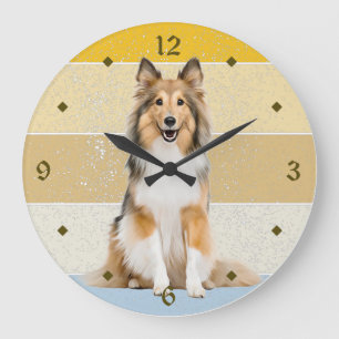 Shetland Sheepdog Retro Sunset Clock Große Wanduhr