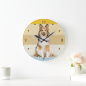 Shetland Sheepdog Retro Sunset Clock Große Wanduhr (Zuhause)