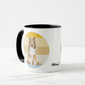 Shetland Sheepdog Retro Sunset Tasse (Vorderseite Links)