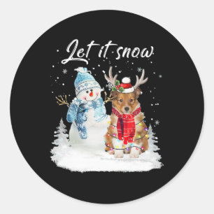 Shetland Sheepdog Santa Dog Weihnachtsschneemann X Runder Aufkleber
