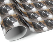 Shetland Sheepdog Schwarz-Weiß Geschenkpapier (Rolleneckpunkt)