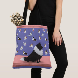 Shetland Sheepdog: Schwarzer Sheltie auf Lila Tasche