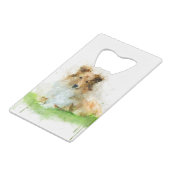 Shetland Sheepdog / shelden Geldbeutel Flaschenöffner (Rückseite Schrägansicht)