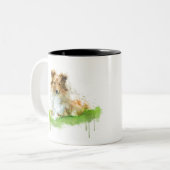 Shetland Sheepdog / shelden Zweifarbige Tasse (Vorderseite Links)