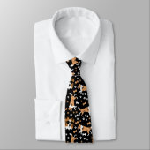 Shetland Sheepdog Sheltie Black Paw Print Neck Tie Krawatte (Gebunden)