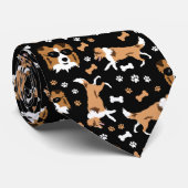 Shetland Sheepdog Sheltie Black Paw Print Neck Tie Krawatte (Gerollt)