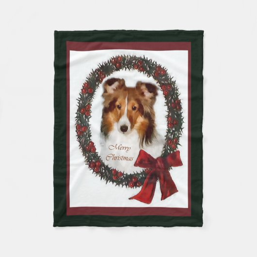 Shetland Sheepdog Sheltie Christmas Fleecedecke (Vorderseite)