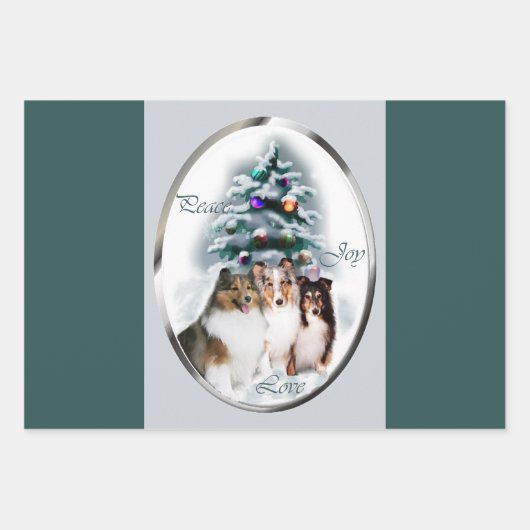 Shetland Sheepdog Sheltie Christmas Geschenkpapier Set (Vorderseite)