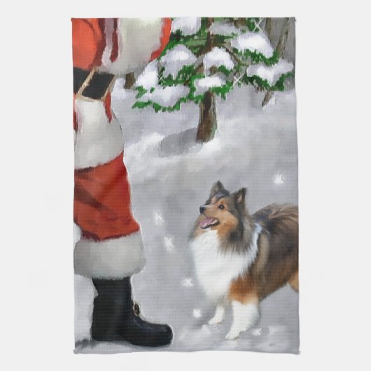 Shetland Sheepdog Sheltie Christmas Handtuch (Vertikal)