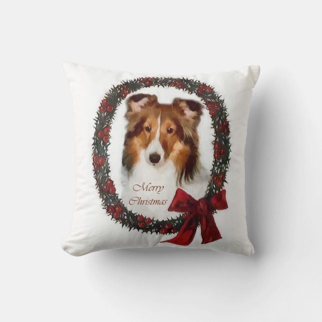 Shetland Sheepdog Sheltie Christmas Kissen (Vorderseite)