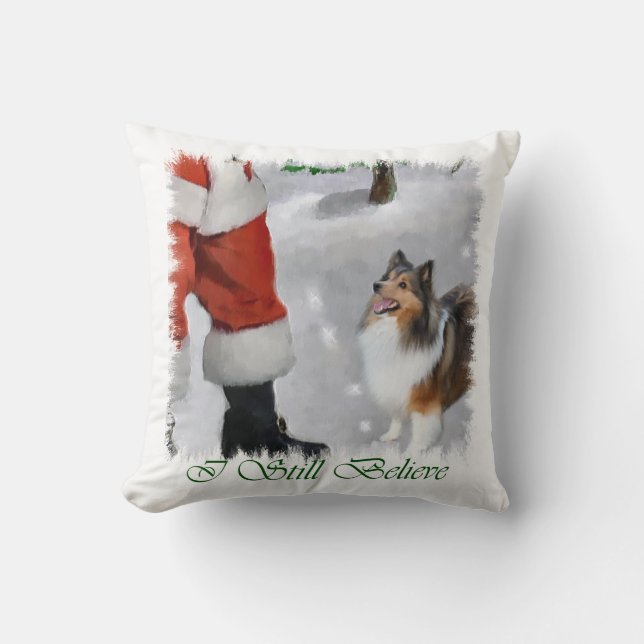Shetland Sheepdog Sheltie Christmas Kissen (Vorderseite)
