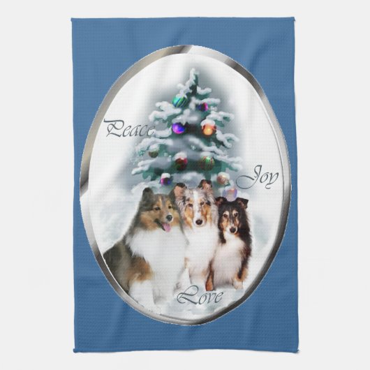 Shetland Sheepdog Sheltie Christmas Küchentuch (Vertikal)