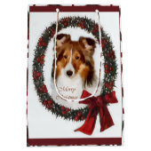 Shetland Sheepdog Sheltie Christmas Mittlere Geschenktüte (Rückseite)