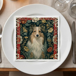 Shetland Sheepdog Sheltie Cottagecore Vintage Serviette