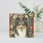 Shetland Sheepdog Sheltie Garden Tapestry Invites Dankeskarte (Stehend Vorderseite)