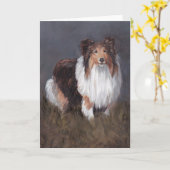 Shetland Sheepdog Sheltie Hund Grußkarte Karte (Gelbe Blume)