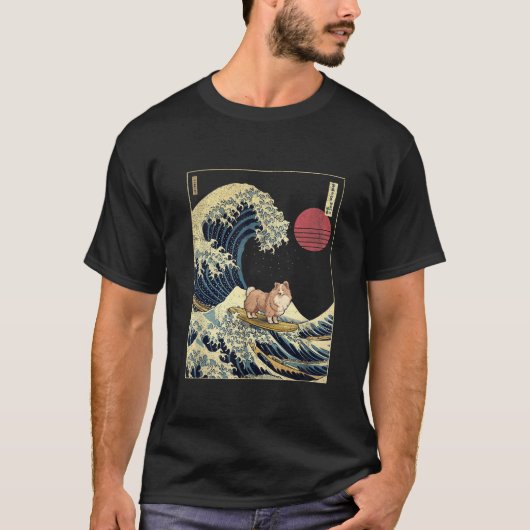 Shetland Sheepdog Sheltie Japanese Kanagawa Wave F T-Shirt (Vorderseite)