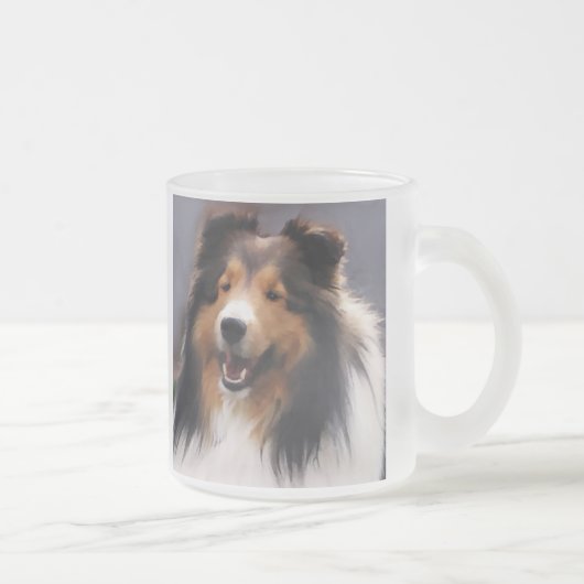 Shetland Sheepdog Sheltie Kunst Geschenke Mattglastasse (Rechts)