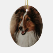 Shetland Sheepdog Sheltie lächelnd Keramik Ornament (Rechts)
