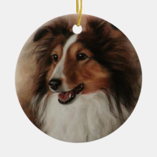 Shetland Sheepdog Sheltie lächelnd Keramik Ornament (Vorne)