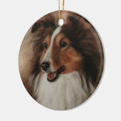 Shetland Sheepdog Sheltie lächelnd Keramik Ornament (Links)