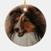 Shetland Sheepdog Sheltie lächelnd Keramik Ornament (Hinten)