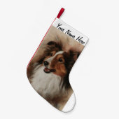 Shetland Sheepdog Sheltie lächelnd Kleiner Weihnachtsstrumpf (Vorderansicht (hängend))