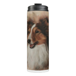 Shetland Sheepdog Sheltie lächelnd Thermosbecher