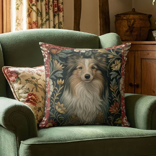 Shetland Sheepdog Sheltie Vintage William Morris Kissen
