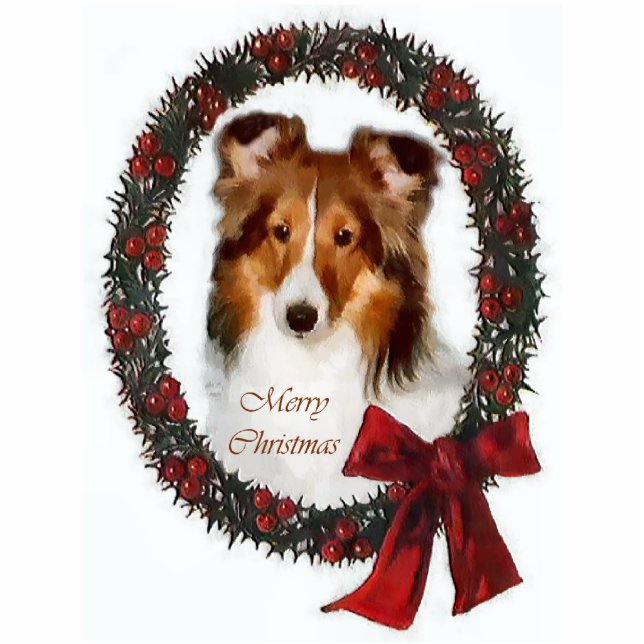 Shetland Sheepdog Sheltie Weihnachtsgeschenk Fotoskulptur Ornament (Vorne)
