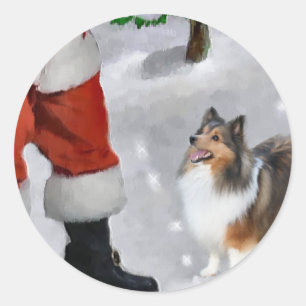 Shetland Sheepdog Sheltie Weihnachtsgeschenk Runder Aufkleber