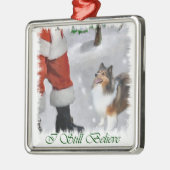 Shetland Sheepdog Sheltie Weihnachtsgeschenk Silbernes Ornament (Links)