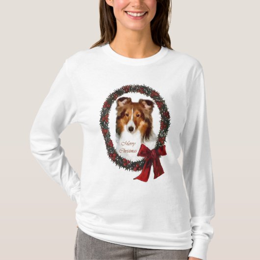 Shetland Sheepdog Sheltie Weihnachtsgeschenk T-Shirt (Vorderseite)
