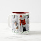 Shetland Sheepdog Sheltie Weihnachtsgeschenk Zweifarbige Tasse (Vorderseite Links)