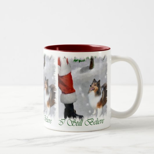 Shetland Sheepdog Sheltie Weihnachtsgeschenk Zweifarbige Tasse (Rechts)