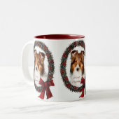 Shetland Sheepdog Sheltie Weihnachtsgeschenk Zweifarbige Tasse (Vorderseite Links)