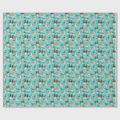 Shetland Sheepdog Shelties Aqua Wrapping Paper Geschenkpapier (Flach)