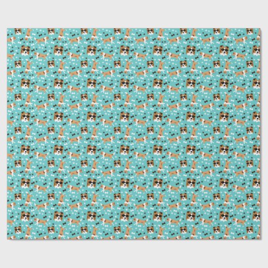 Shetland Sheepdog Shelties Aqua Wrapping Paper Geschenkpapier (Flach)