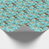Shetland Sheepdog Shelties Aqua Wrapping Paper Geschenkpapier (Ecke)