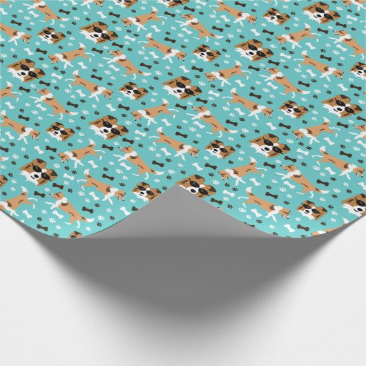 Shetland Sheepdog Shelties Aqua Wrapping Paper Geschenkpapier (Ecke)