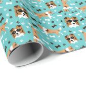 Shetland Sheepdog Shelties Aqua Wrapping Paper Geschenkpapier (Rolleneckpunkt)